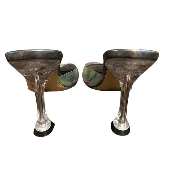 NINE WEST Zooza 3 Heeled Sandal Iridescent Heels Clear Heel Vintage Size 9.5M - Picture 7 of 7